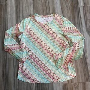 IBKUL Women L Colorful Geometric‎ Sun Shirt Cooling Vented Outdoors Golf